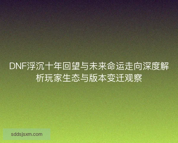 DNF浮沉十年回望与未来命运走向深度解析玩家生态与版本变迁观察